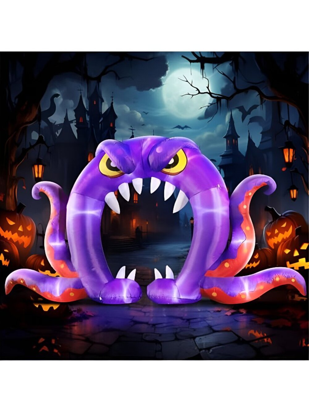 Halloween Inflatable Blow Up Decorations, 16FT Long 8FT Tall Purple Monster
